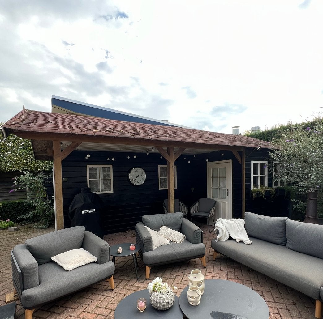 Groot tuinhuis schuur met veranda overkapping (4x6m), Tuin en Terras, Gebruikt, Ophalen of Verzenden, 400 cm of meer, 500 cm of meer