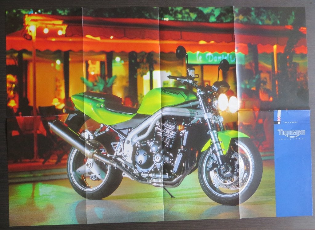 Folder Triumph 2003 Range / Poster Speed Triple 955i (Frans), Verzenden, Triumph