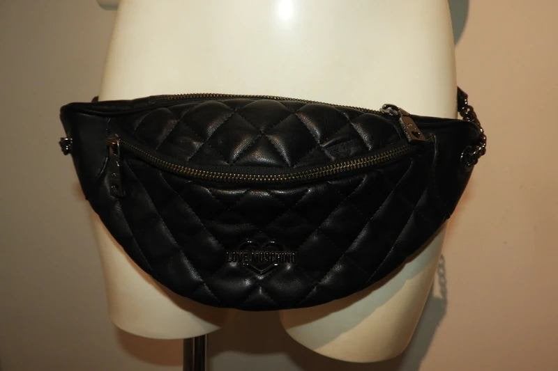 Love Moschino buik tasje ruiten stiksel merklogo voorkant, Verzenden, Gebruikt, Zwart, Overige typen