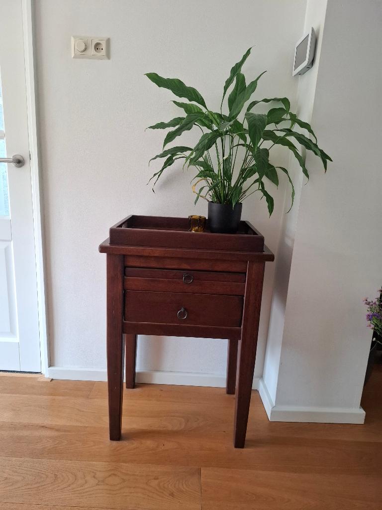 Massief teahouten bijzettafel/sidetable (butlertray), Huis en Inrichting, Tafels | Bijzettafels, Ophalen, Koloniaal, Zo goed als nieuw