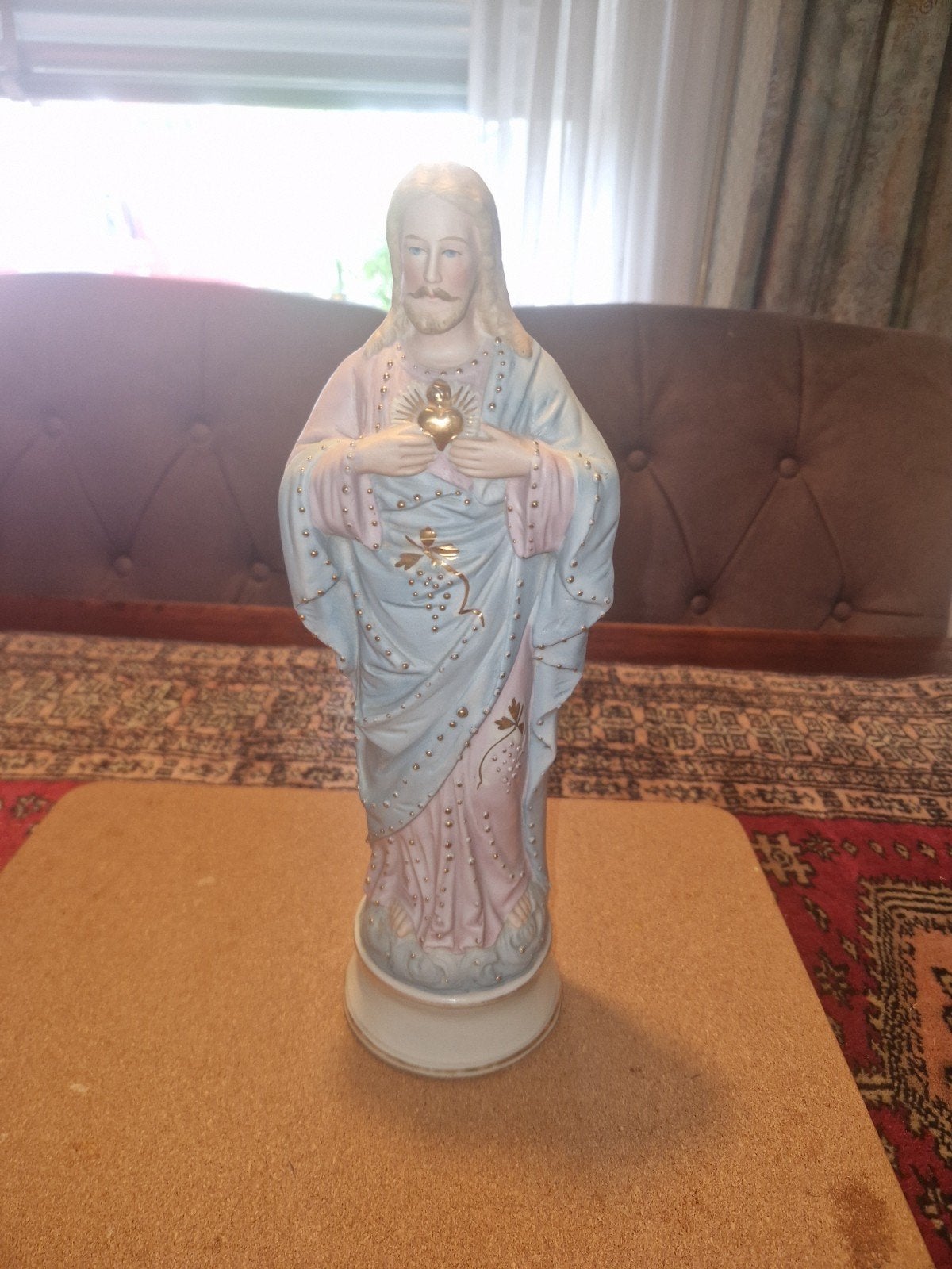 Vintage antieke Heilige Hart van Jezus biscuitporselein 32cm, Ophalen of Verzenden