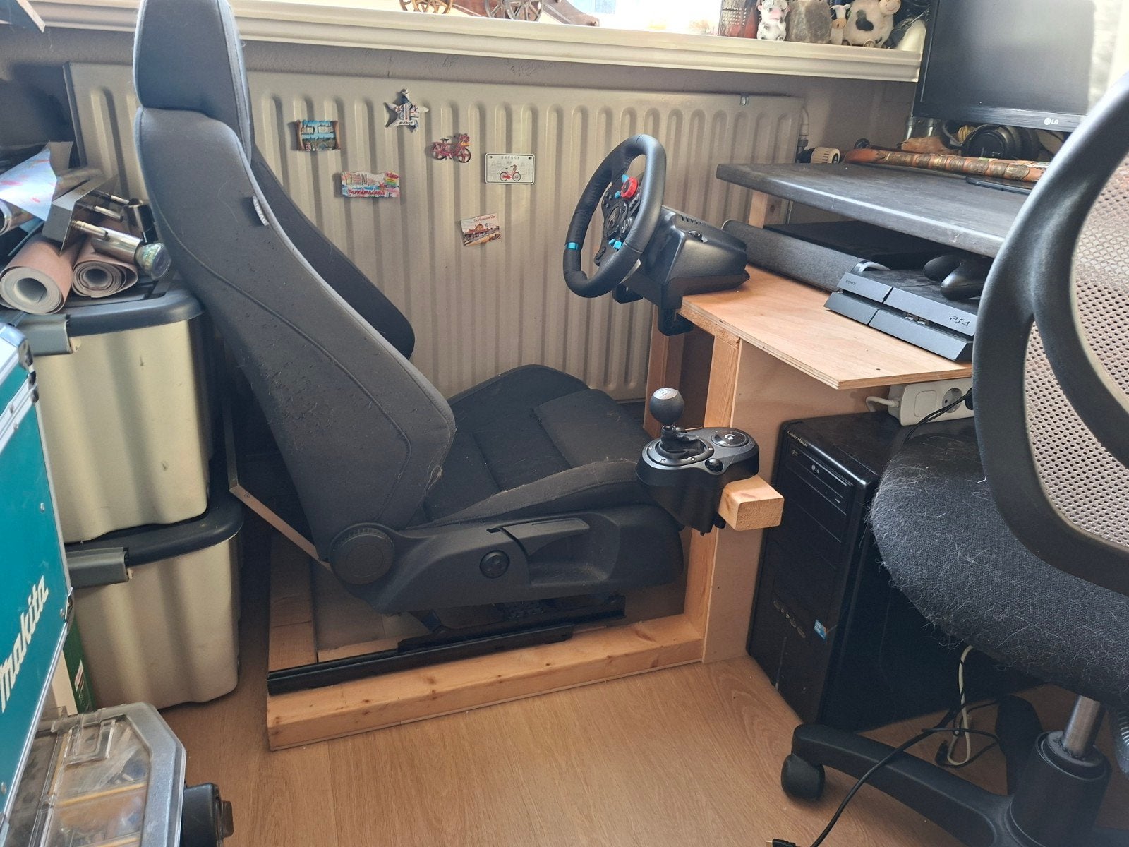 zelf gebouwde race simulator., Verstelbaar, Ophalen, Zo goed als nieuw, Racestoel