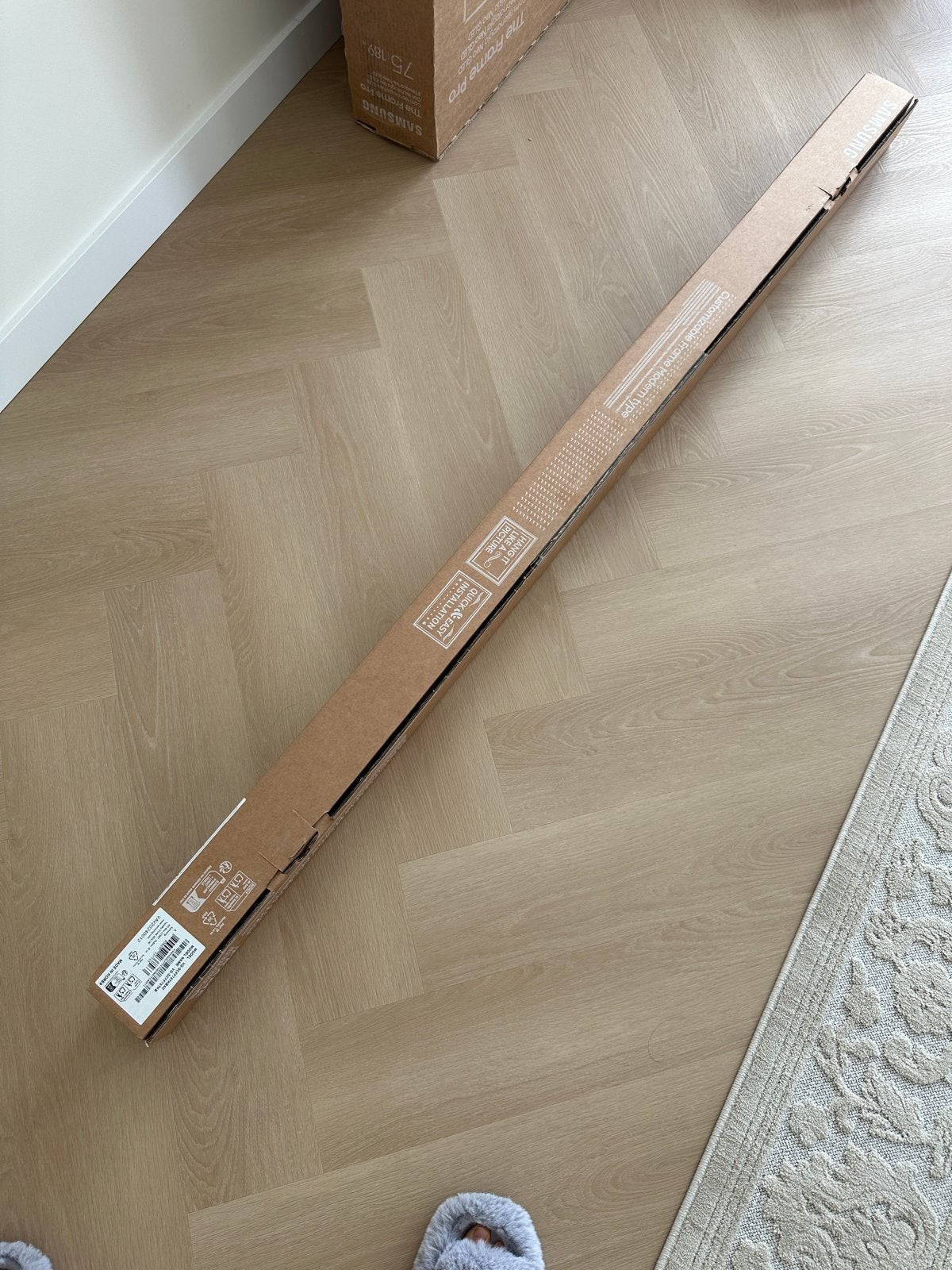 Samsung The Frame 2025 Modern Beige Teak Houten Lijst 75 inc, Ophalen, Nieuw, 125 cm of meer, Minder dan 50 cm