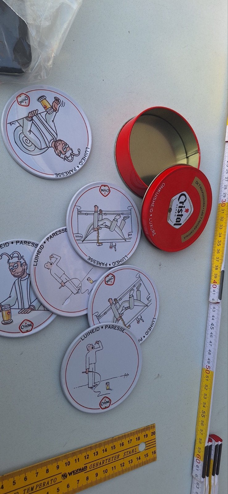 Cristal bier blik met onderzetters (11225), Ophalen of Verzenden, Zo goed als nieuw, Overige merken