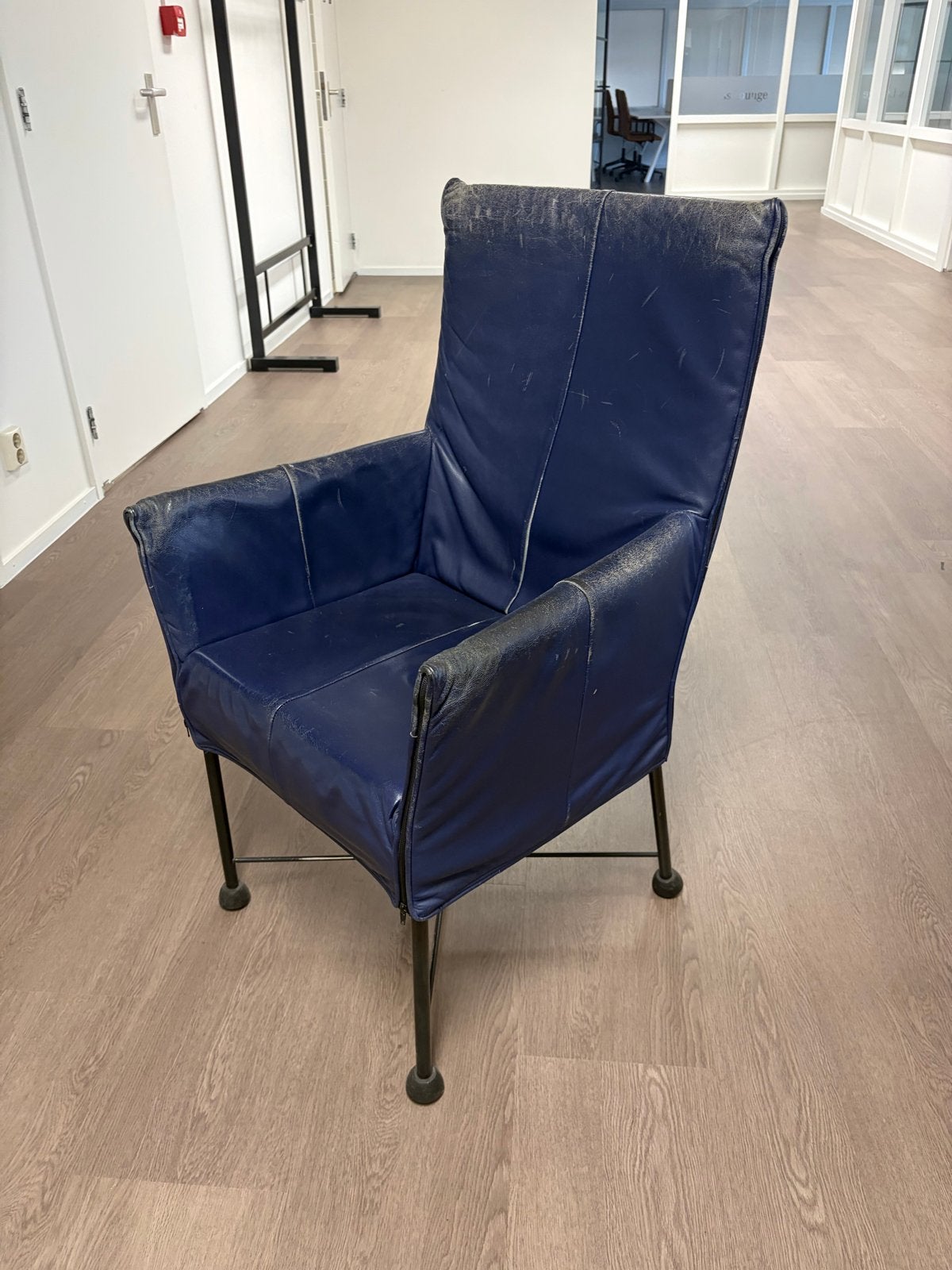 Montis stoelen - 6 stuks - Blauw leer, Huis en Inrichting, Stoelen, Ophalen, Gebruikt, Blauw, Leer