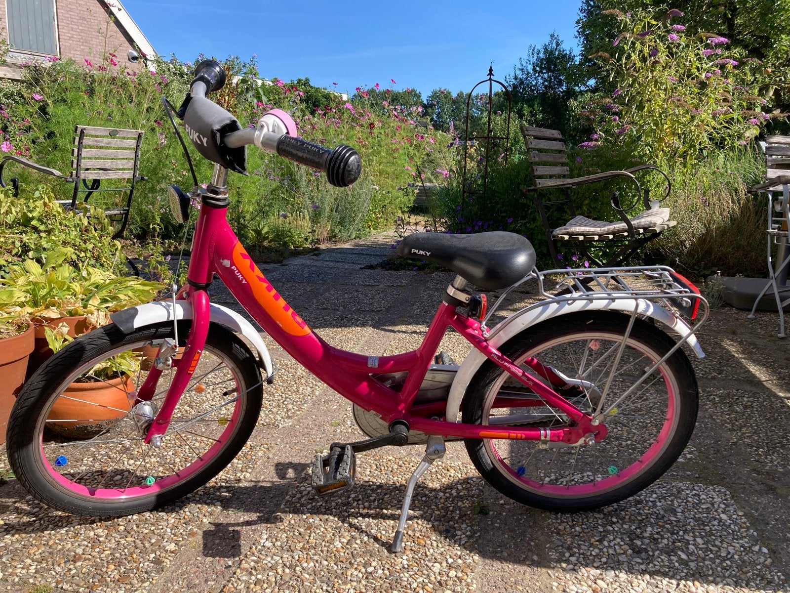 Puky kinderfiets roze 18 inch, Fietsen en Brommers, Ophalen, Gebruikt, Terugtraprem, 16 tot 20 inch