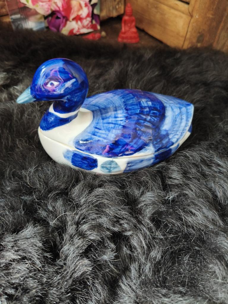 Decoratieve Eend - Blauw Keramiek, Ophalen of Verzenden