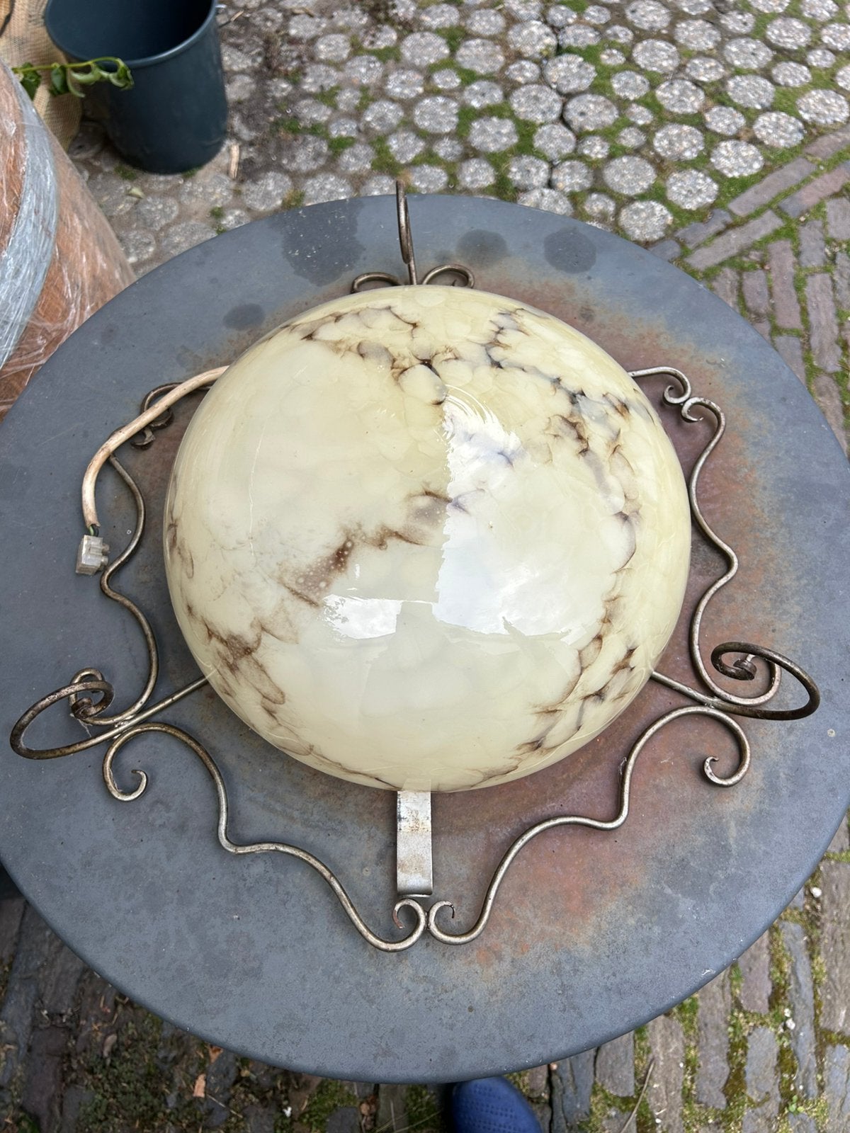 Art deco gemarmerde plafondlamp, Ophalen, Gebruikt