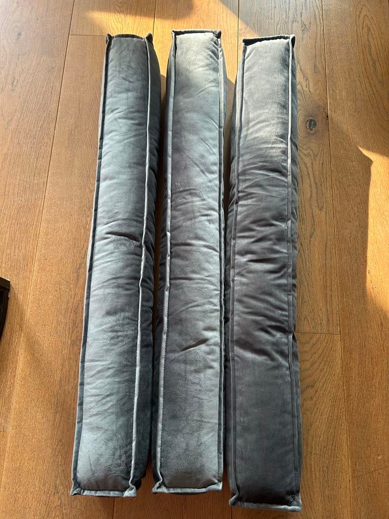 3 Tochtstoppers Velours antraciet 95 x 10 x 10 cm, Ophalen of Verzenden, Zo goed als nieuw