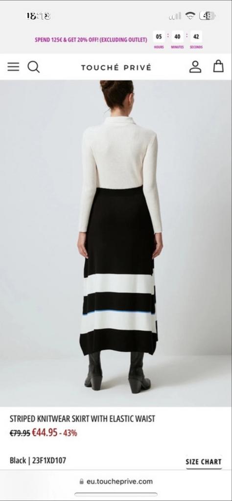 Touché Privé gestreepte gebreide rok zwart/wit M, Kleding | Dames, Rokken, Ophalen of Verzenden, Nieuw, Maat 38/40 (M), Zwart