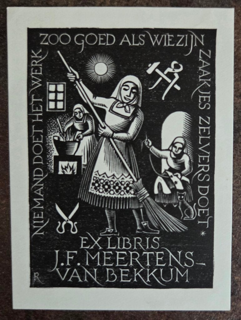 Exlibris Pam G. Rueter, 1942, niemand doet het werk…, Verzenden