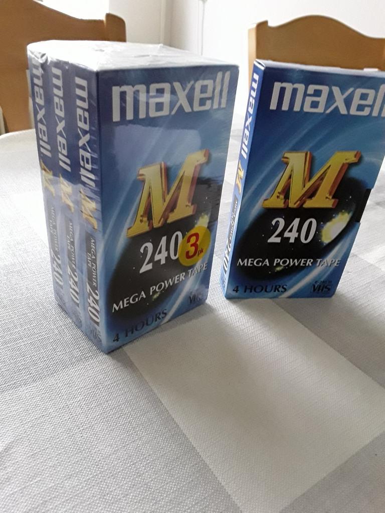 4 Nieuwe VHS MAXELL videobanden 4 uren, Alle leeftijden, Ophalen of Verzenden, Nieuw in verpakking, Overige genres