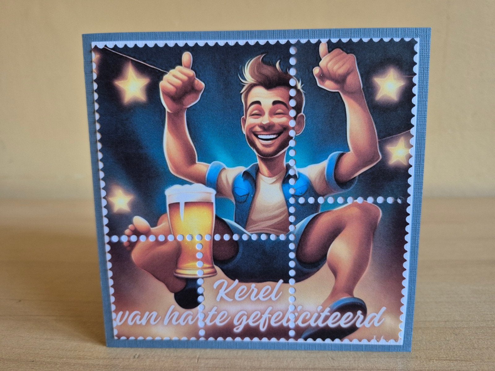 314a) zelfgemaakte kaart- postzegel verjaardag, Hobby en Vrije tijd, Kaarten | Zelfgemaakt, Ophalen of Verzenden, Nieuw