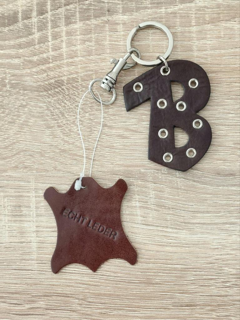 Sleutelhanger met leren letter: B. Nieuw. Vaderdagtip, Ophalen of Verzenden, Nieuw