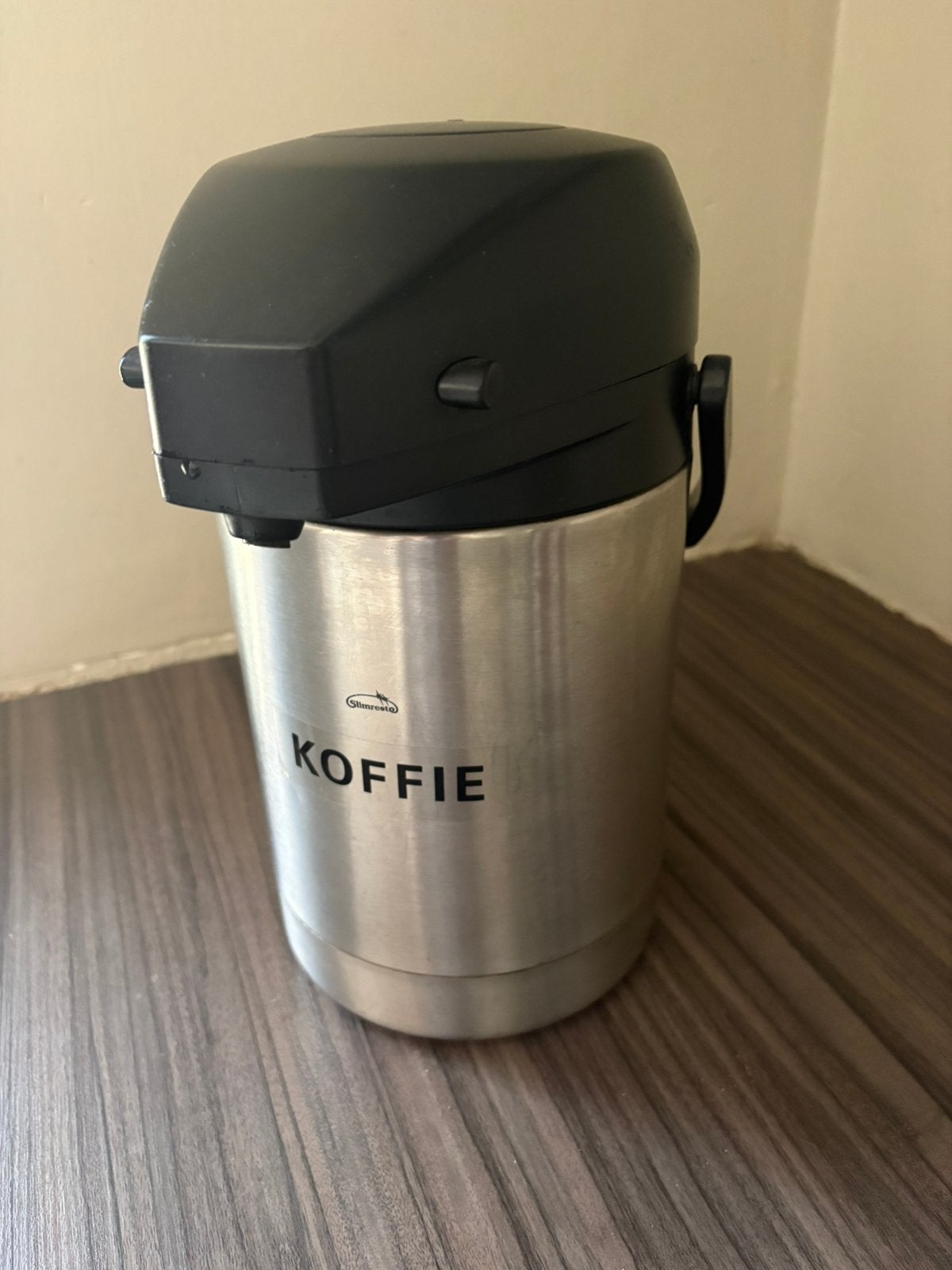 Koffie isoleer/thermoskan 3 Liter met pomp, Zilver, Ophalen of Verzenden, Metaal, Overige merken