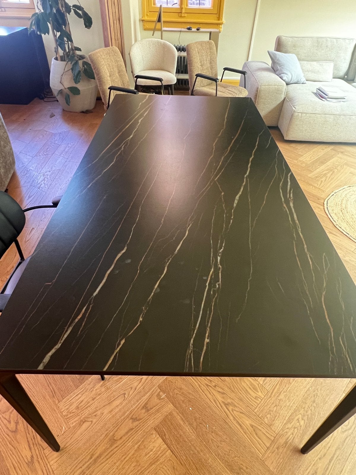 SERAX Molly design eettafel 200100cm – keramisch marmerlook, 200 cm of meer, Zo goed als nieuw, Metaal, Rechthoekig