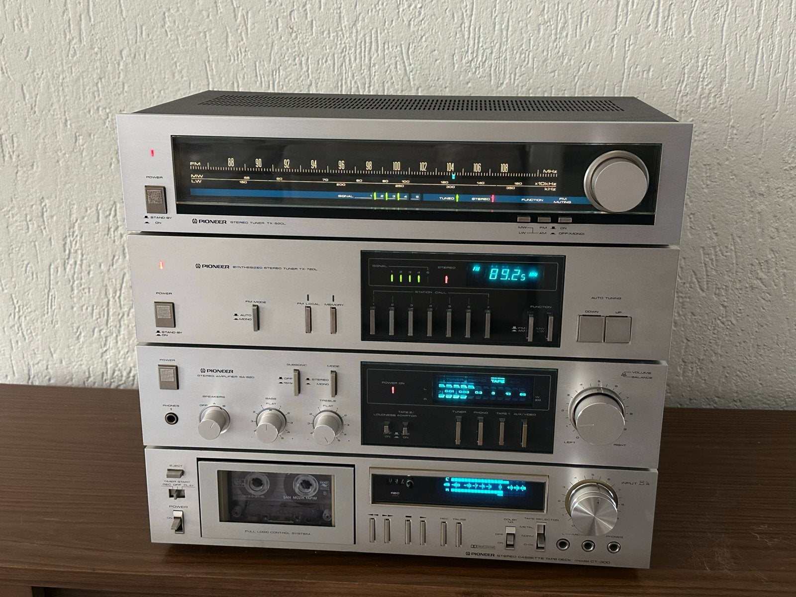 Vintage Pioneer Stereoset blue line, Tuner of Radio, Zo goed als nieuw, Pioneer, Losse componenten