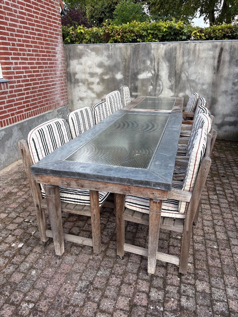 2x Tuintafel met stoelen, Tuin en Terras, Tuintafels, Ophalen, Gebruikt, Rechthoekig, Hout