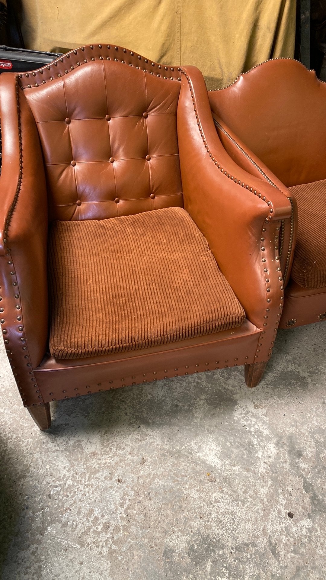 Lederen fauteuils, Huis en Inrichting, Gebruikt, Vintage, Ophalen of Verzenden, 50 tot 75 cm
