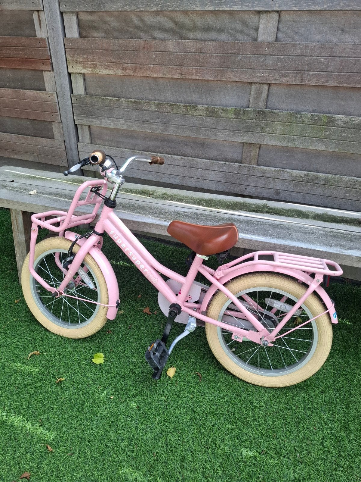 Supersuper meisjesfiets 16 inch - Roze, Ophalen, Terugtraprem, Gebruikt, Handrem