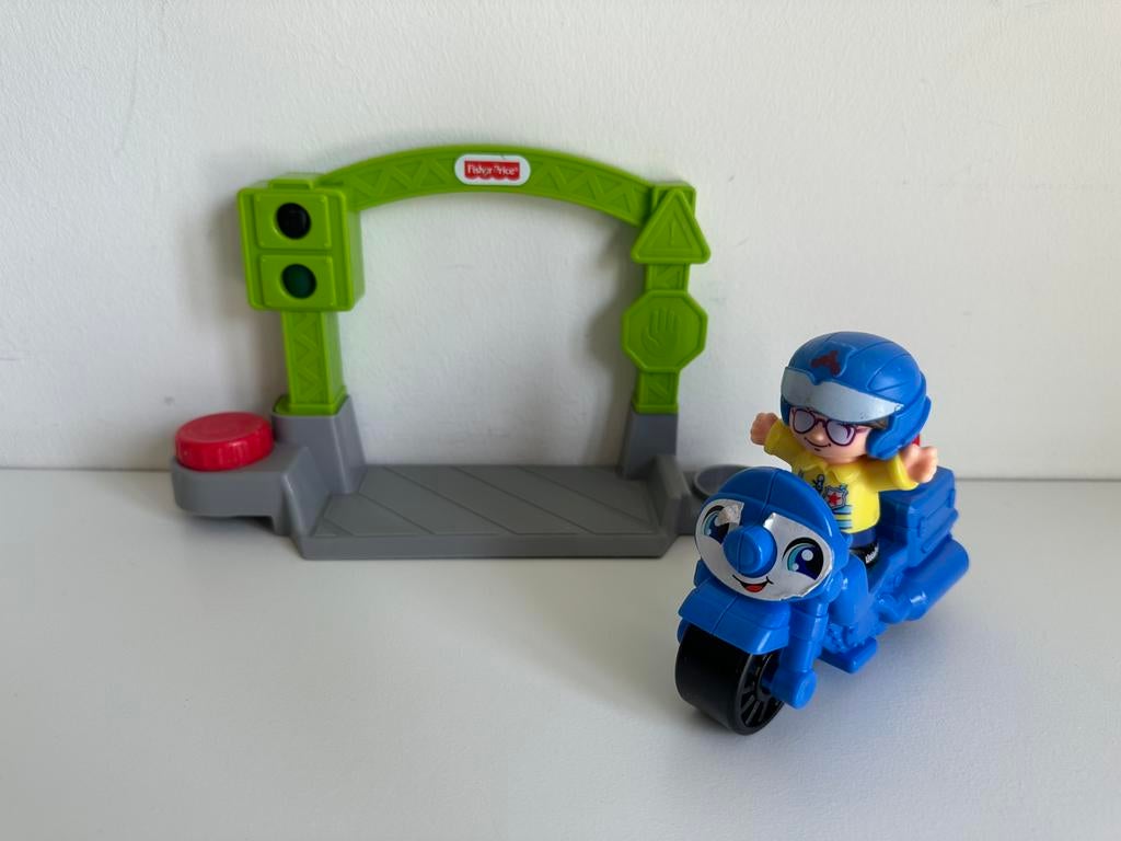 Fisher price - little people - motorrijder met stoplicht, Ophalen of Verzenden, Gebruikt, Speelset