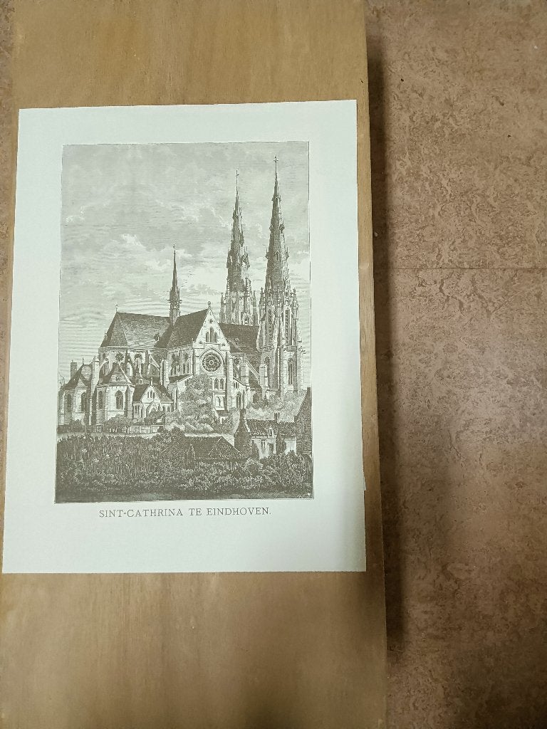 Historische prent van St.-Catharinakerk  in Eindhoven, Rechthoekig Staand, Ophalen of Verzenden, Zo goed als nieuw, A1 t/m A3