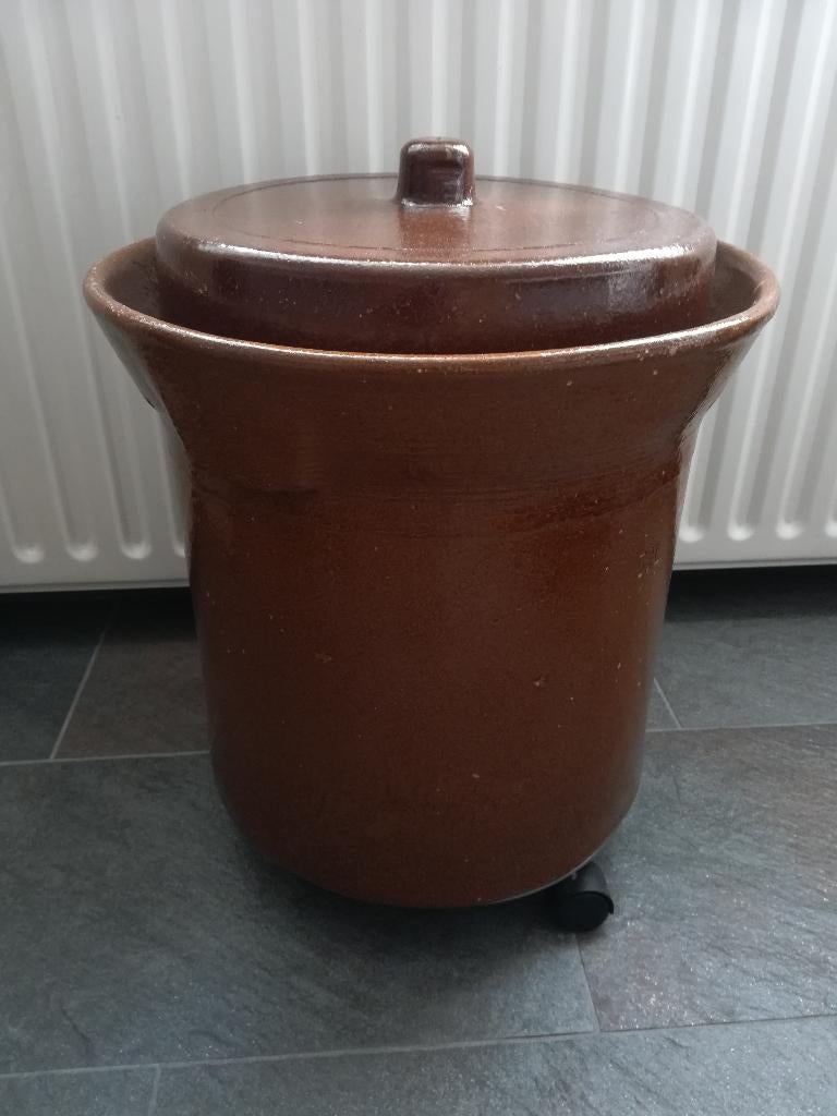 Aardewerk zuurkoolpot met waterslot, Antiek en Kunst, Ophalen