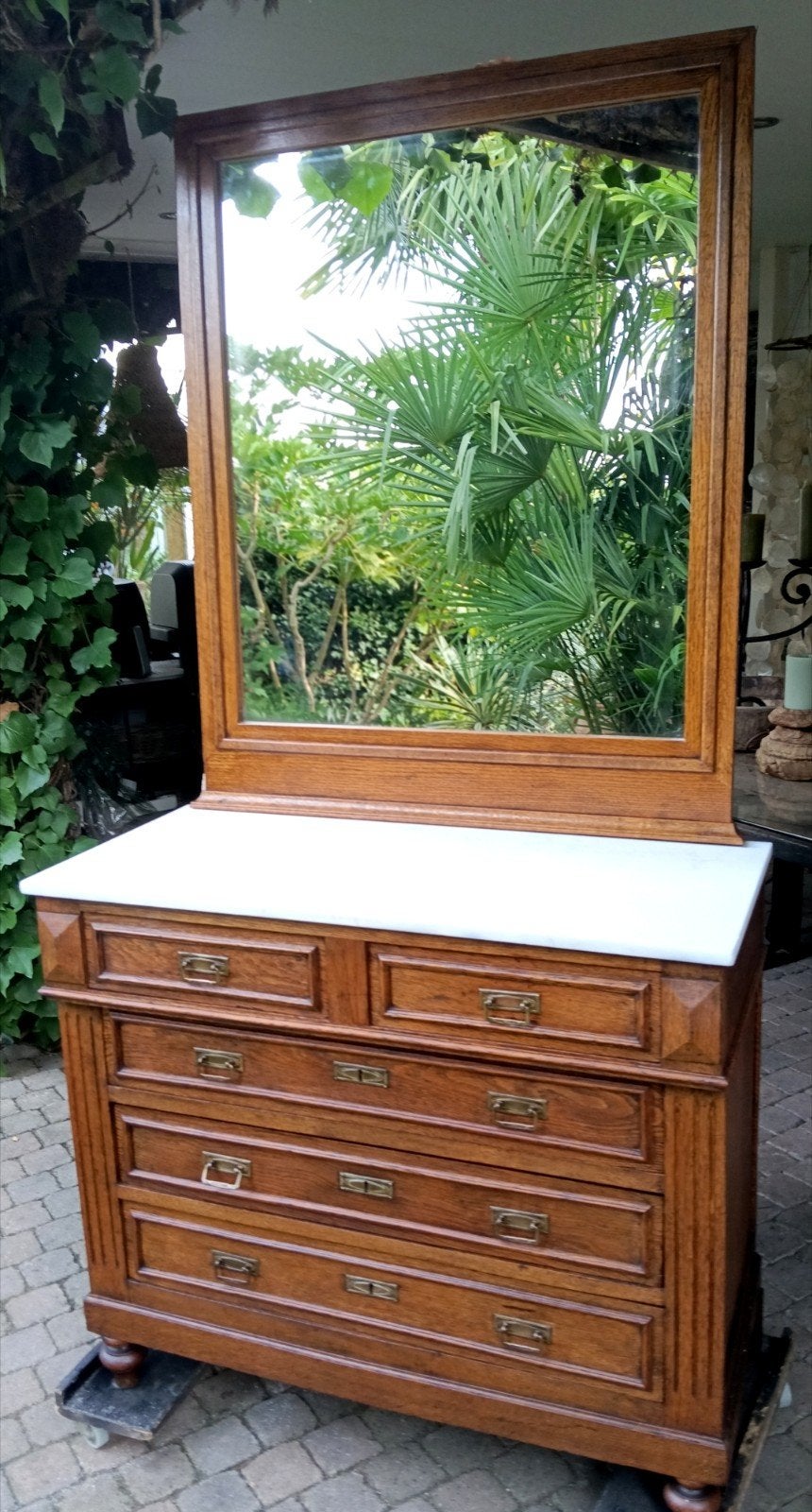 antieke kaptafel ladenkast baby commode marmer vintage kast, Ophalen, Minder dan 100 cm