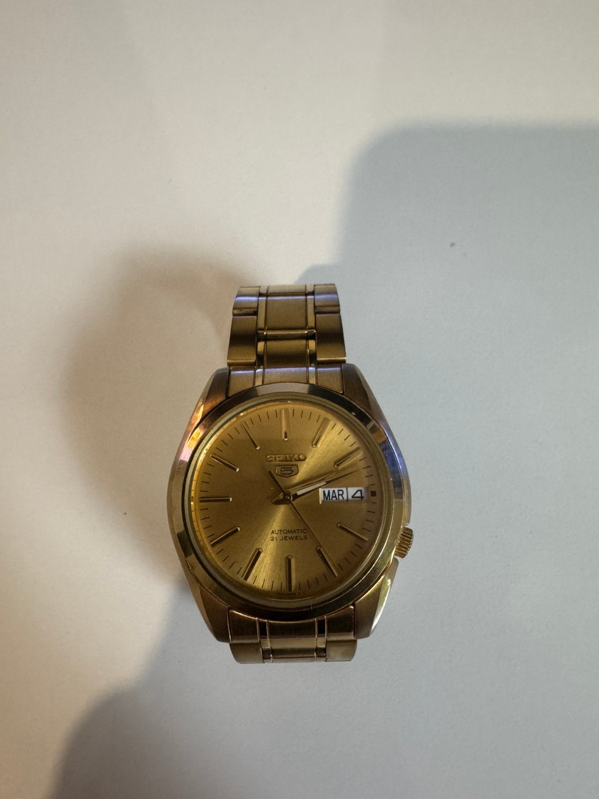 Gouden Seiko 5 horloge, Ophalen of Verzenden, Staal, Seiko, 1960 of later