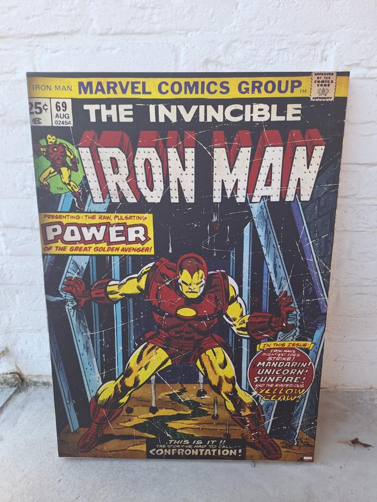 Marvel Comics Iron Man canvas op frame, Rechthoekig Staand, Deurposter of groter, Ophalen of Verzenden, Zo goed als nieuw
