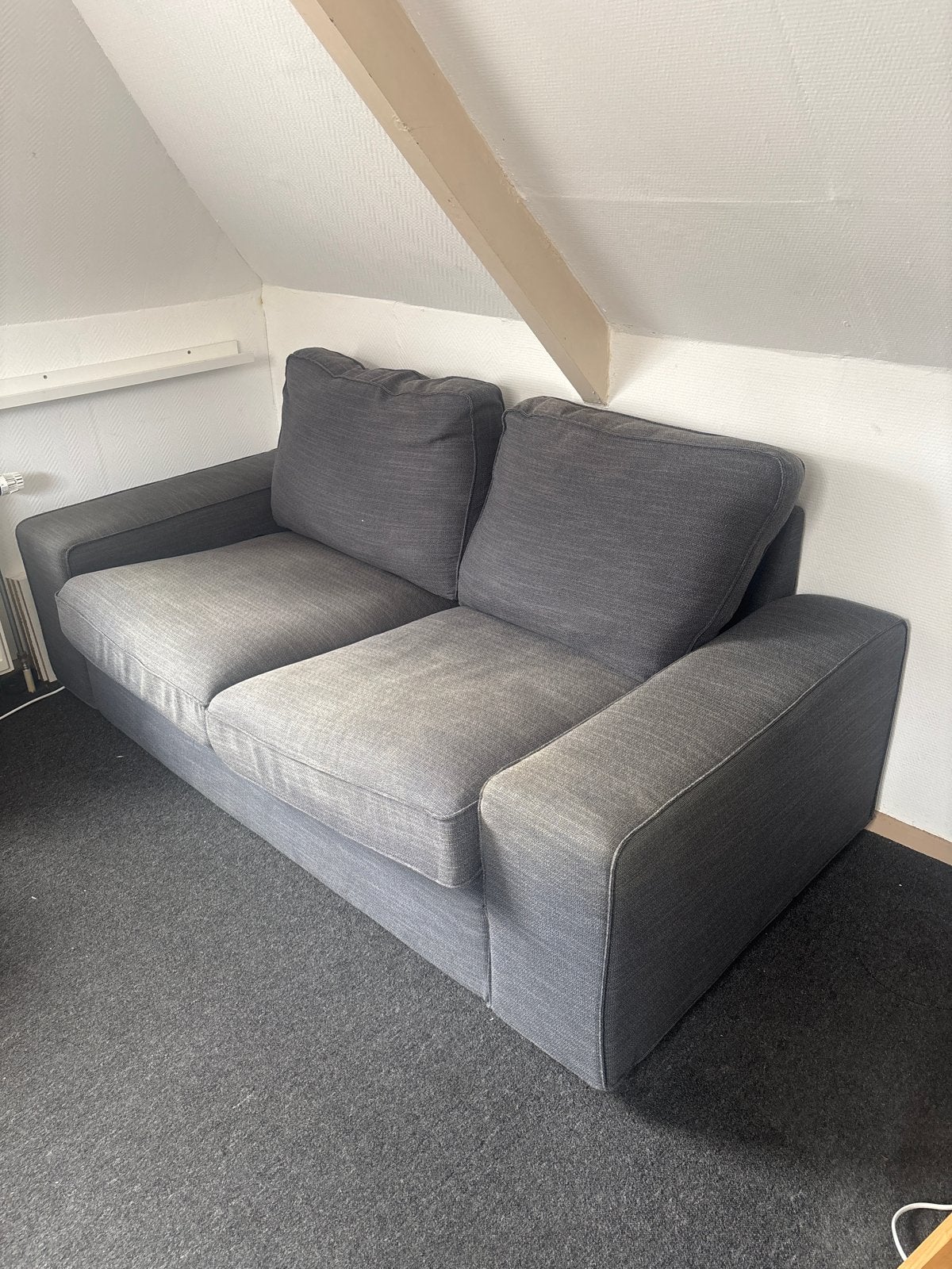 Comfortabele IKEA 2-zitsbank - Grijs stof, Ophalen, Gebruikt, 150 tot 200 cm, Tweepersoons