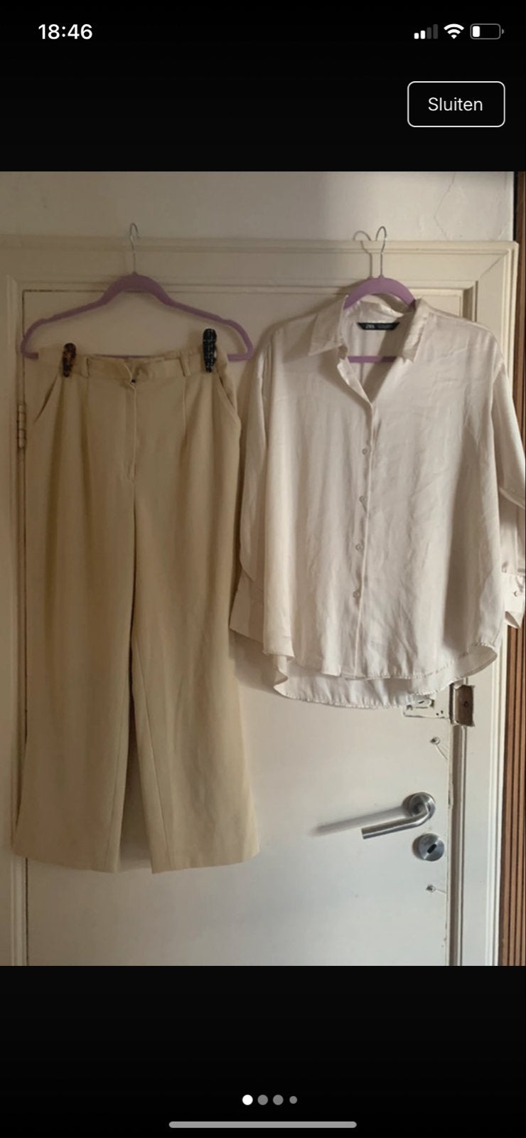 Zara blouse en broek set - Maat S, Ophalen of Verzenden, Gedragen, Maat 36 (S), Beige