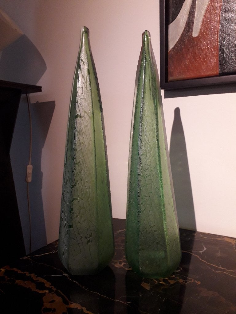 2 UNIEKE VINTAGE GLASOBJECTEN 40 & 41 cm HOOG(per st te koop, Antiek en Kunst, Ophalen of Verzenden