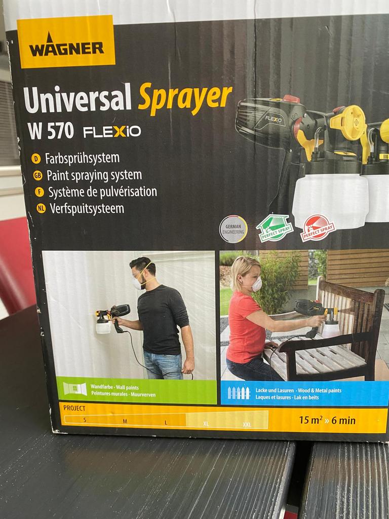 Wagner universal sprayer W570 Flexio met extra Extension, Ophalen of Verzenden, Zo goed als nieuw, Verfspuit of Verfpomp