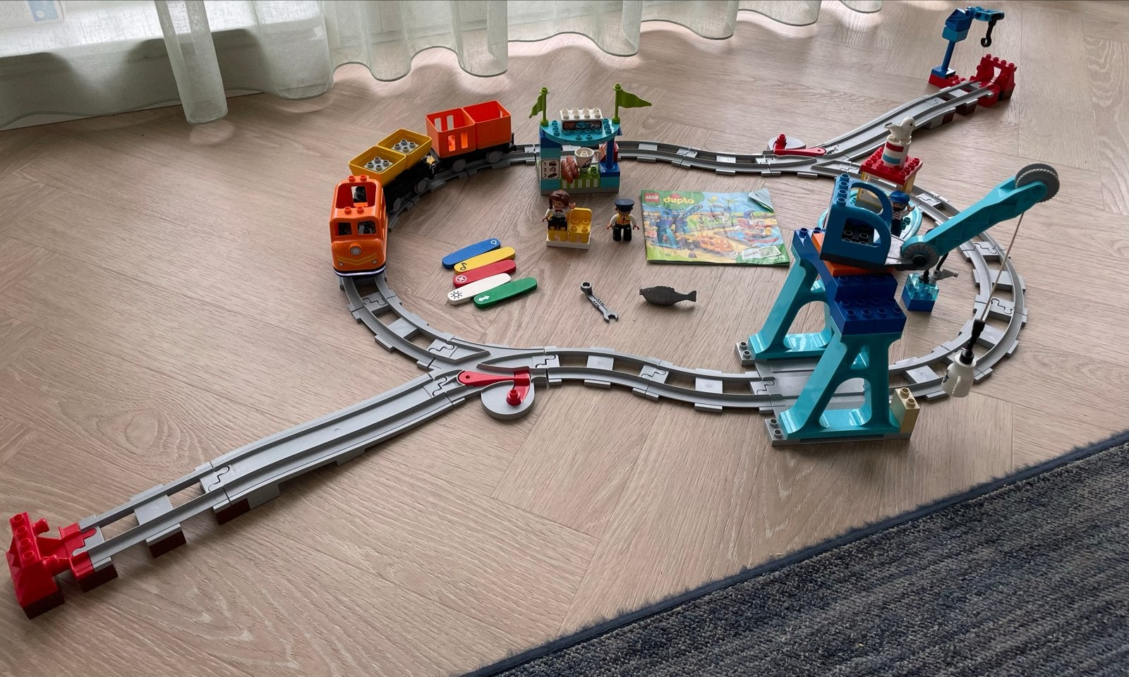 Lego Duplo 10875 Vrachttrein met havenkraan, Kinderen en Baby's, Ophalen, Overige thema's, Lego, Zo goed als nieuw
