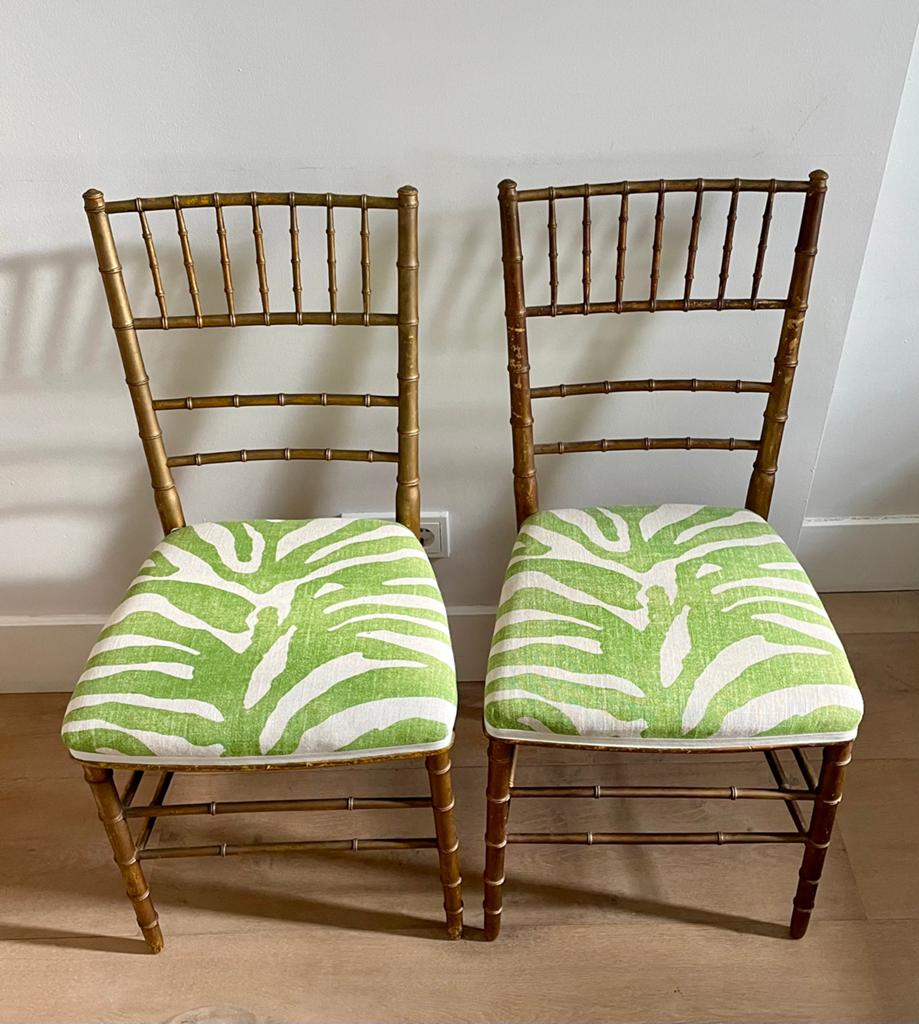Antiek vintage opera stoelen bamboe verguld Luterma, Antiek en Kunst, Antiek | Meubels | Stoelen en Banken, Ophalen