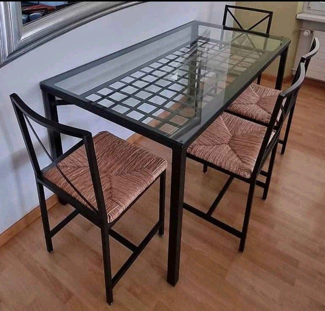 Ikea Gränas eettafel - Gedemonteerd, Glas en Metaal, Ophalen, Gebruikt, 50 tot 100 cm, Vijf personen of meer