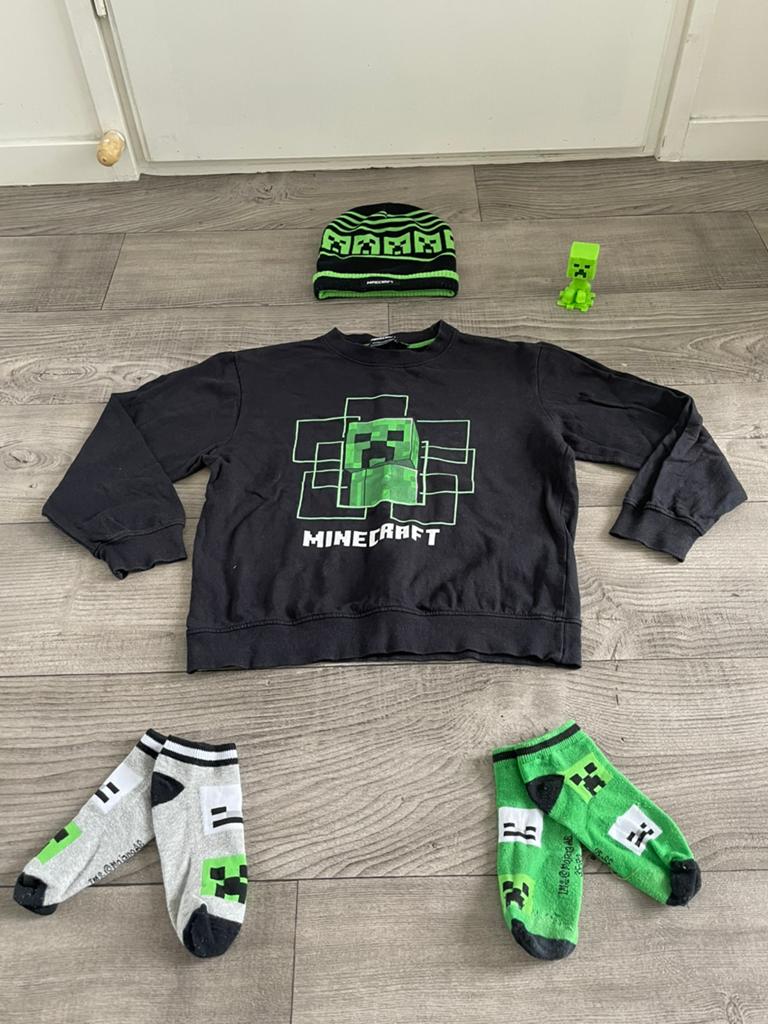 Minecraft trui, muts en sokken set - Maat 146/152, Ophalen of Verzenden, Gebruikt, Jongen