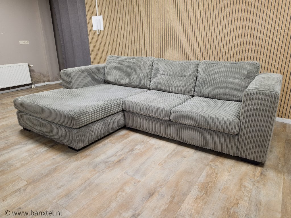 Zeer Mooi Grijs Ribstof Hoekbank !!!, Info@banxtel.nl, Gebruikt, Ribstof Hoekbank, Hoekbank