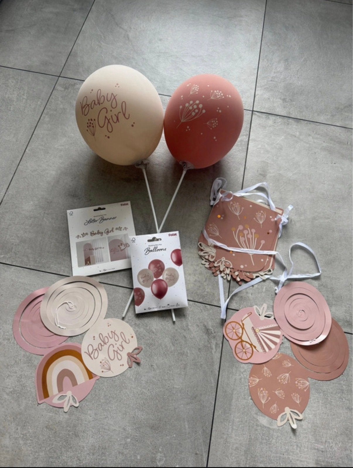 Baby Girl Feestversiering - Ballonnen, Slingers, Banner, Ophalen of Verzenden, Zo goed als nieuw, Versiering, Geboorte of Huwelijk