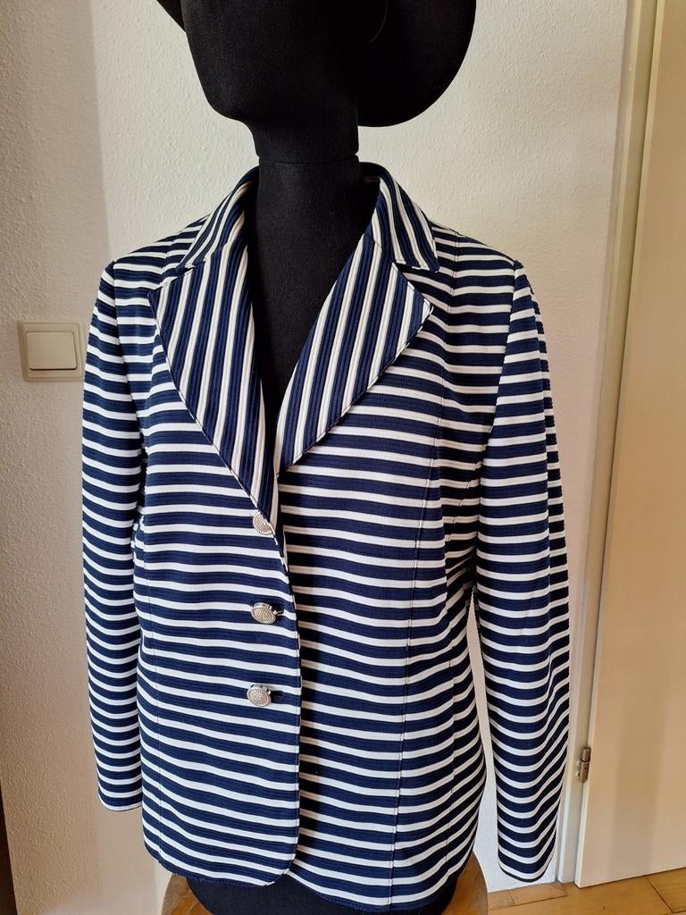 Sensia zomerjasje/colbertje - Blauw wit gestreept - Maat 42, Blauw, Maat 42/44 (L), Gedragen, Sensia