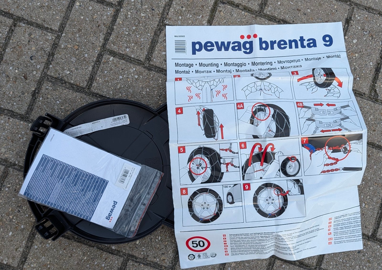 Pewag Brenta 9 sneeuwkettingen type XMB73, Ophalen of Verzenden, Zo goed als nieuw