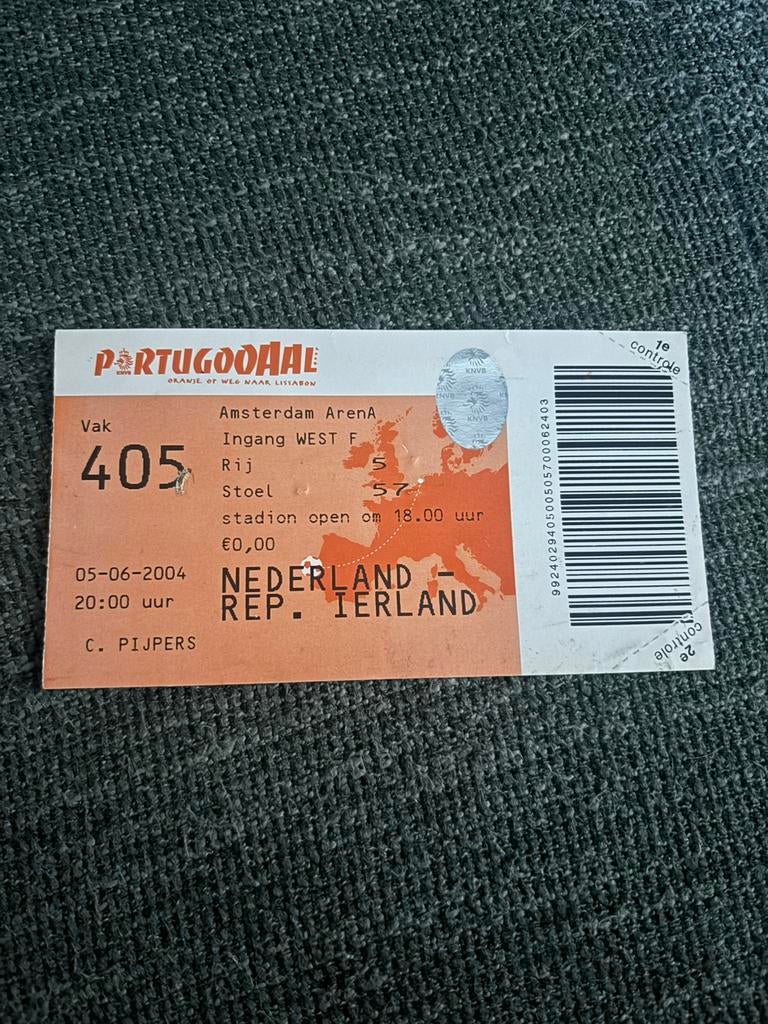Nederland - Ierland voetbal ticket 05-06-2004, Ophalen of Verzenden, Overige binnenlandse clubs, Overige typen