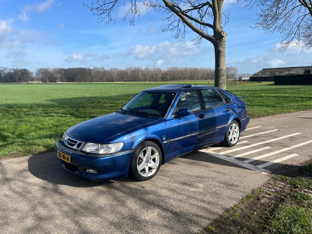 Saab 9-3 Aero 2.0 Turbo 206 PK, Schuifkanteldak, Grote beurt, Auto's, Zwart, 4 cilinders, Blauw, 205 pk