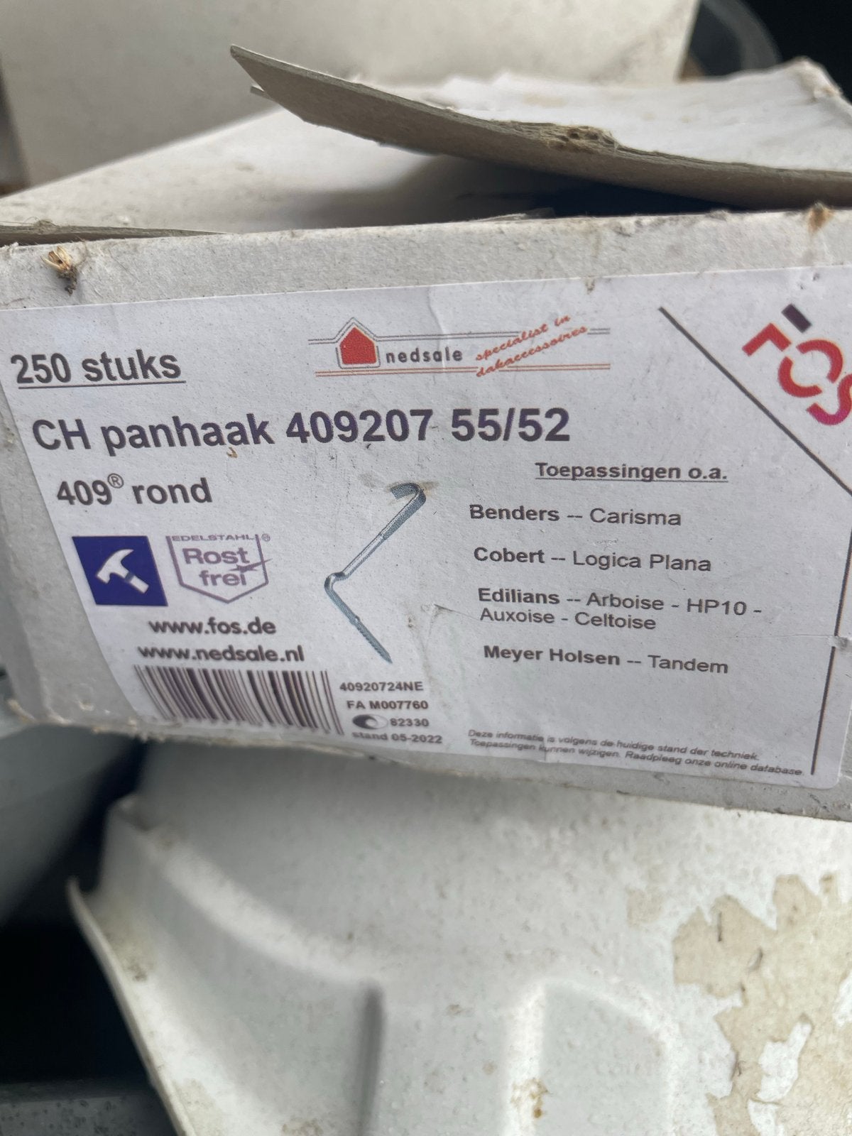 CH panhaak 409207 55/52 - 250 stuks, Overige kleuren, Nieuw, Ophalen of Verzenden, 15 m² of meer