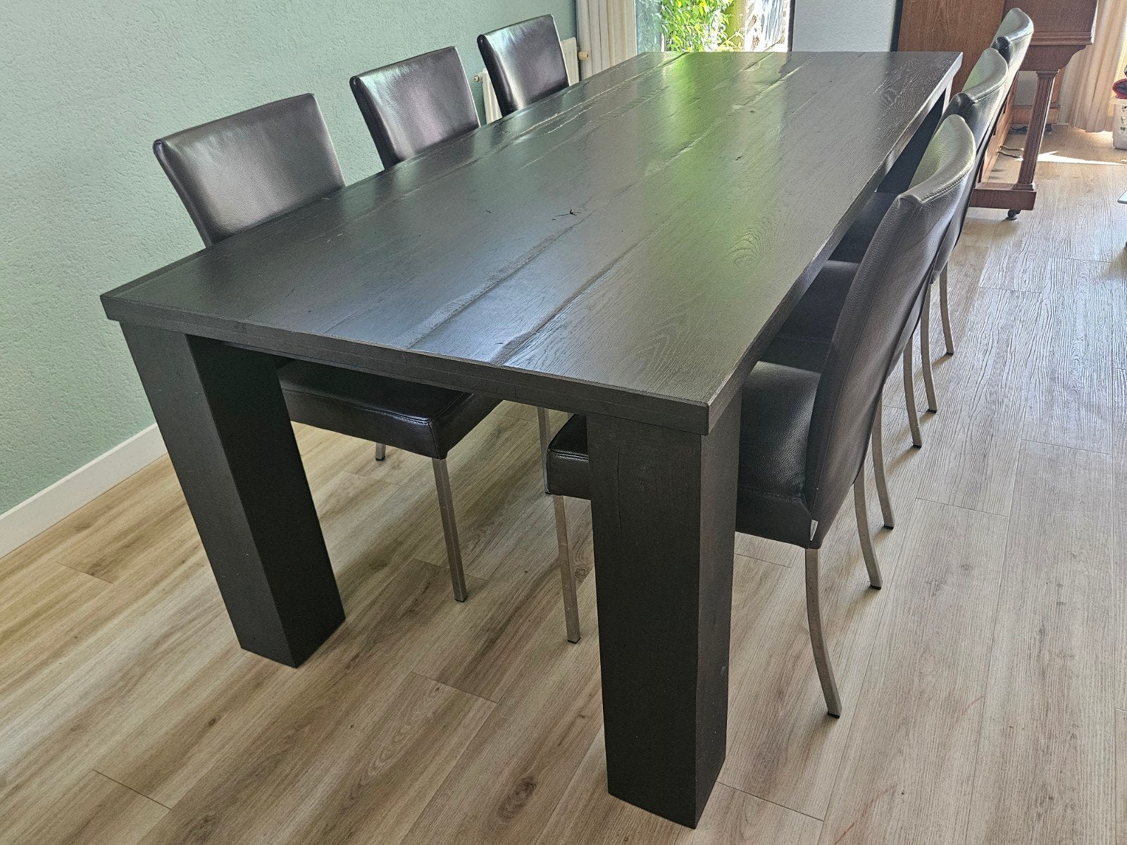 Stevige houten tafel 220x100x77, Huis en Inrichting, Tafels | Eettafels, Ophalen, Gebruikt, 200 cm of meer, 50 tot 100 cm