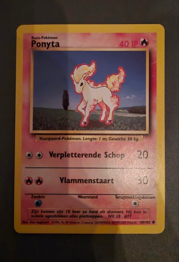 Ponyta Pokémon kaart 1999 - Perfecte staat, Ophalen of Verzenden, Zo goed als nieuw, Losse kaart