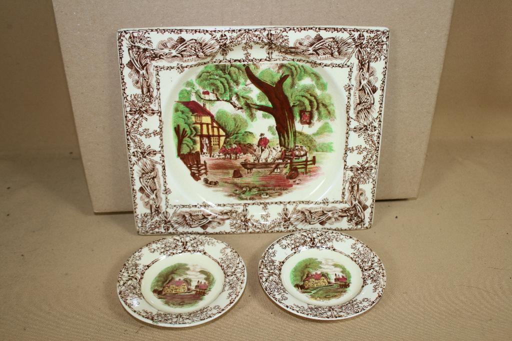 3 x Staffordshire Rural Scenes Wilkinson Biaritz bordjes, Ophalen of Verzenden