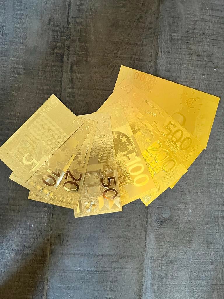 Vergulde Eurobiljetten Set - Decoratieve Collectie, Postzegels en Munten, Bankbiljetten | Europa | Eurobiljetten, Ophalen of Verzenden