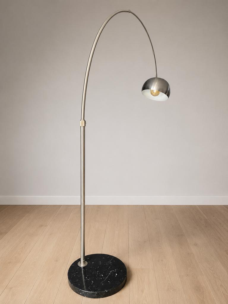 Design Booglamp met Marmeren Voet – Luxe Eyecatcher, Ophalen, Gebruikt, Metaal, 200 cm of meer